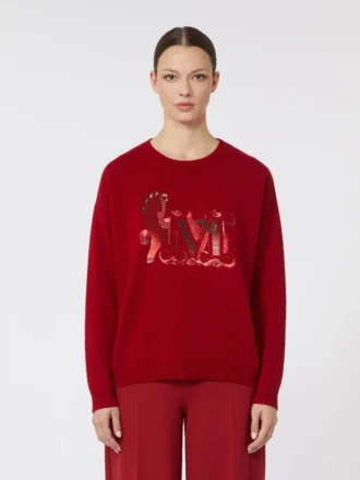 Oversized sweater i uld og kashmir, mørkerød