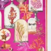 Oversized tørklæde i trykt silketwill, fuchsia