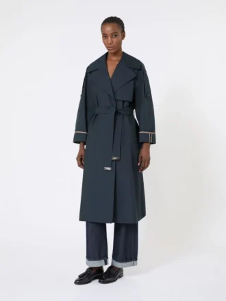 Oversized vandafvisende trenchcoat i twill, ultramarin Oversized vandafvisende trenchcoat i twill, ultramarin