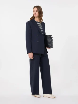 Dobbeltknappet blazer i stretchuld, marineblå