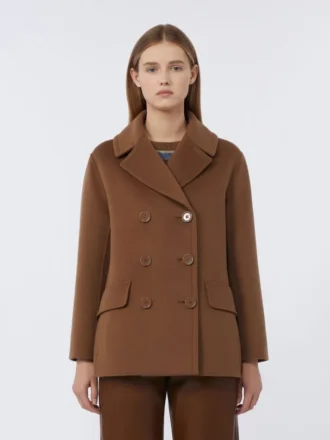 Peacoat i bredvævet uld, tobak