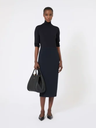 Pencilskirt i uldstof, ultramarin