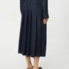 Plisseret denimnederdel, marineblå Plisseret denimnederdel, marineblå