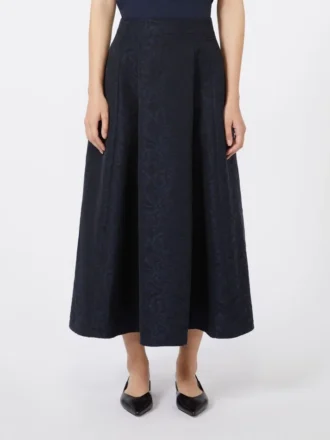 Plisseret jacquard-nederdel, midnatsblå