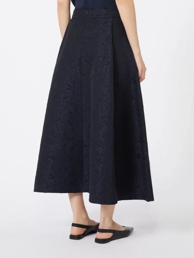Plisseret jacquard-nederdel, midnatsblå Plisseret jacquard-nederdel, midnatsblå