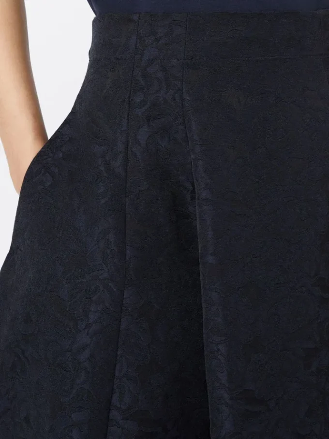 Plisseret jacquard-nederdel, midnatsblå Plisseret jacquard-nederdel, midnatsblå