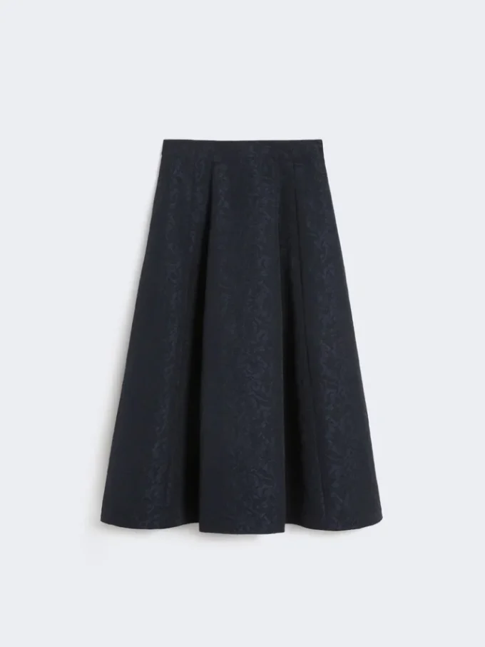 Plisseret jacquard-nederdel, midnatsblå Plisseret jacquard-nederdel, midnatsblå