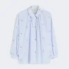 Poplin-skjorte med broderi, lyseblå Poplin-skjorte med broderi, lyseblå
