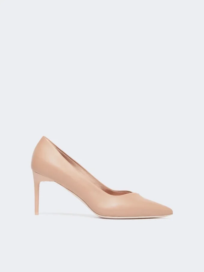 Pumps i nappalæder, pudderfarve Pumps i nappalæder, pudderfarve