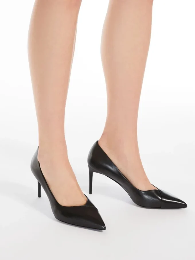 Pumps i nappalæder, sort Pumps i nappalæder, sort