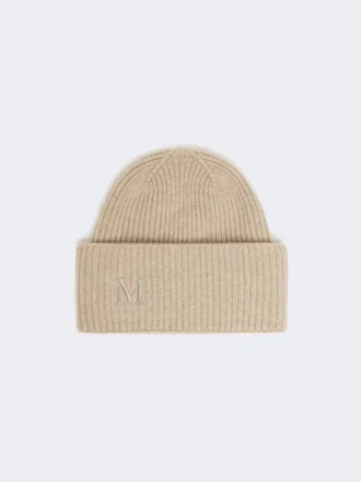 Ribstrikket kasmir-beanie, beige Ribstrikket kasmir-beanie, beige