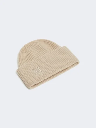 Ribstrikket kasmir-beanie, beige Ribstrikket kasmir-beanie, beige