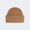 Ribstrikket kasmir-beanie, kamel Ribstrikket kasmir-beanie, kamel
