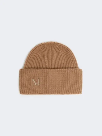 Ribstrikket kasmir-beanie, kamel Ribstrikket kasmir-beanie, kamel
