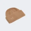 Ribstrikket kasmir-beanie, kamel Ribstrikket kasmir-beanie, kamel