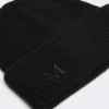 Ribstrikket kasmir-beanie, sort Ribstrikket kasmir-beanie, sort