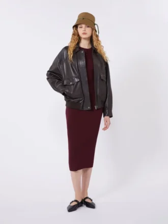 Viskose pencilskirt, bordeaux