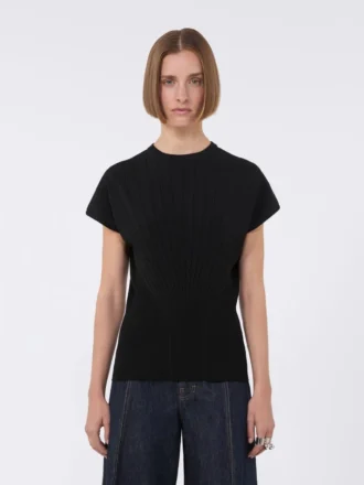 Ribstrikket viskose-sweater, sort