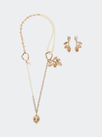 Sæt med charms og krystaller, guld