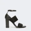 Sandaler i kalveskind og elastisk bånd, sort Sandaler i kalveskind og elastisk bånd, sort