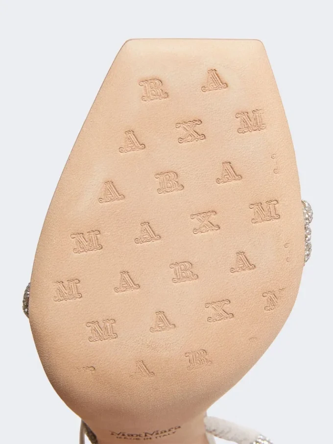 Sandaler i satin og krystal, farve: nude Sandaler i satin og krystal, farve: nude