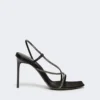 Sandaler i satin og krystal, sort Sandaler i satin og krystal, sort