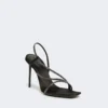 Sandaler i satin og krystal, sort Sandaler i satin og krystal, sort