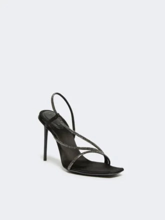 Sandaler i satin og krystal, sort