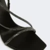 Sandaler i satin og krystal, sort Sandaler i satin og krystal, sort