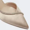 Satinpumps med krystalpynt, farve: nude Satinpumps med krystalpynt, farve: nude