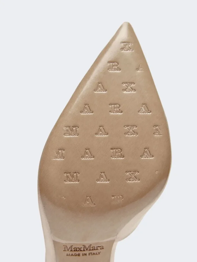 Satinpumps med krystalpynt, farve: nude Satinpumps med krystalpynt, farve: nude