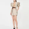 Shorts i hør med kurvevævning, sand