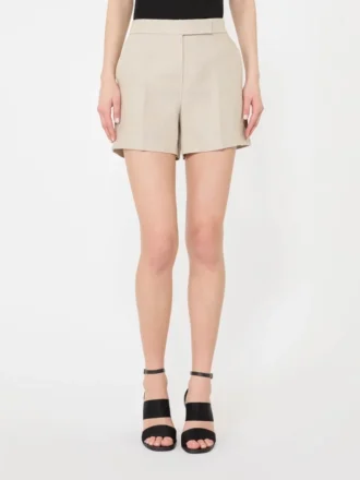 Shorts i hør med kurvevævning, sand