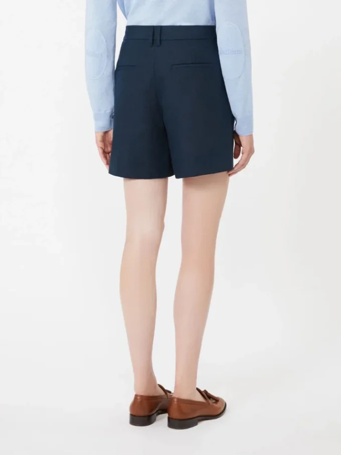 Shorts i hør med kurvflet, midnatsblå