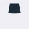 Shorts i hør med kurvflet, midnatsblå