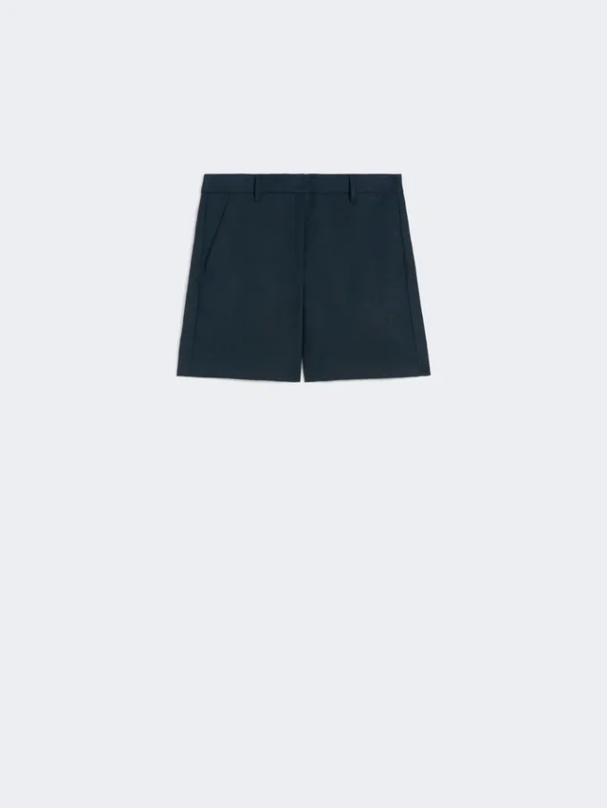 Shorts i hør med kurvflet, midnatsblå