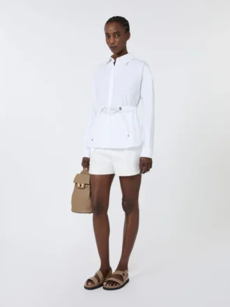 Shorts i stretch-bomuldssatin, silke