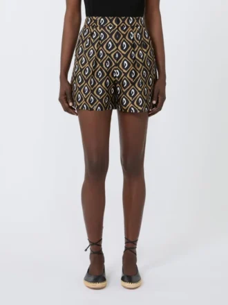 Shorts i trykt silke, sort