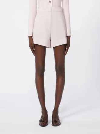 Shorts i uld, mohair og silke, beige-rosa