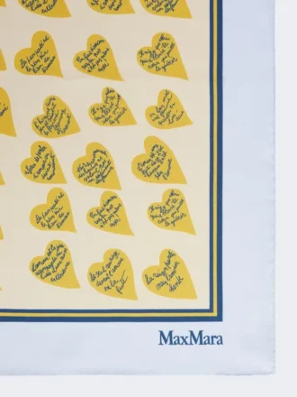 Silketørklæde med print, lyseblåt