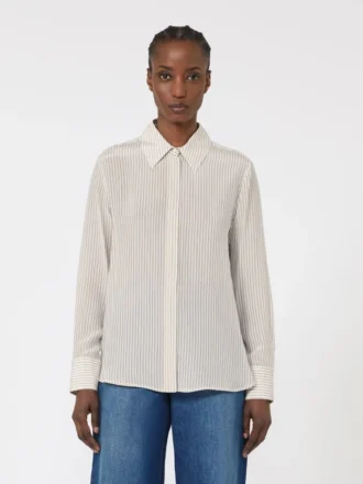 Skjorte i crepe de chine med print, kamel