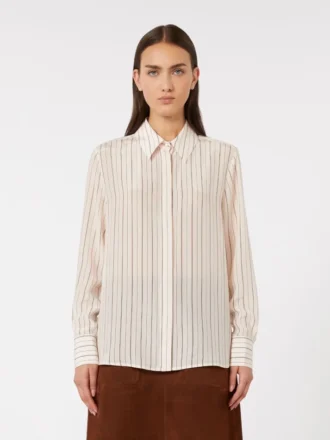 Skjorte i crepe de chine med print, lyserød