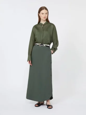 Skjorte i ramie-canvas, khaki