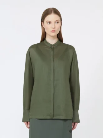 Skjorte i ramie-canvas, khaki