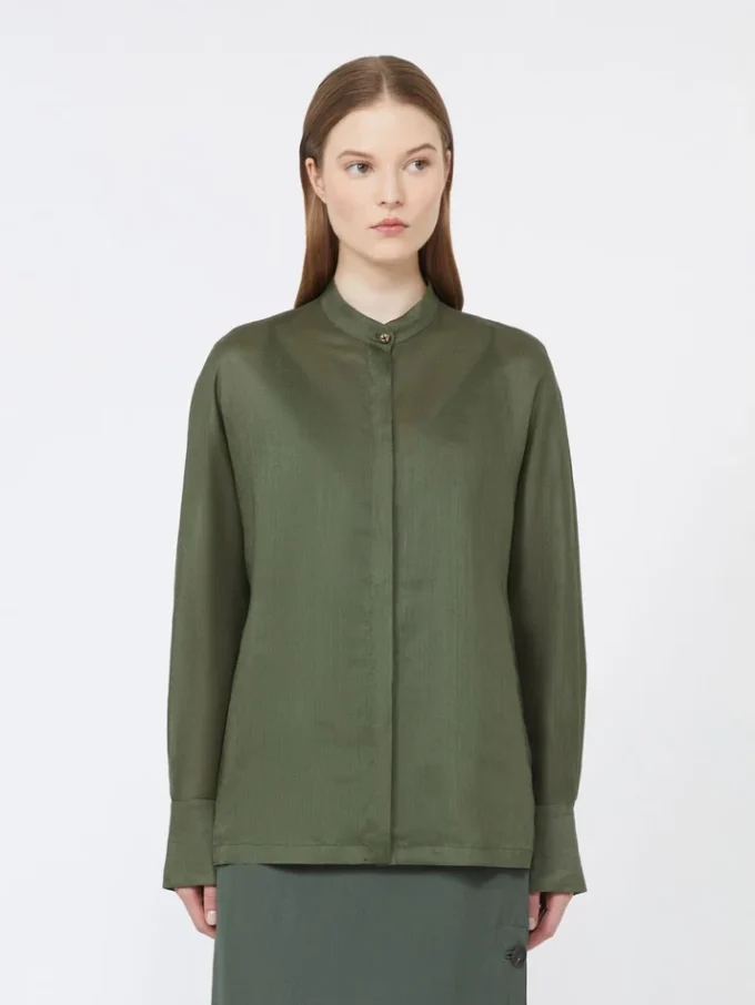 Skjorte i ramie-canvas, khaki Skjorte i ramie-canvas, khaki