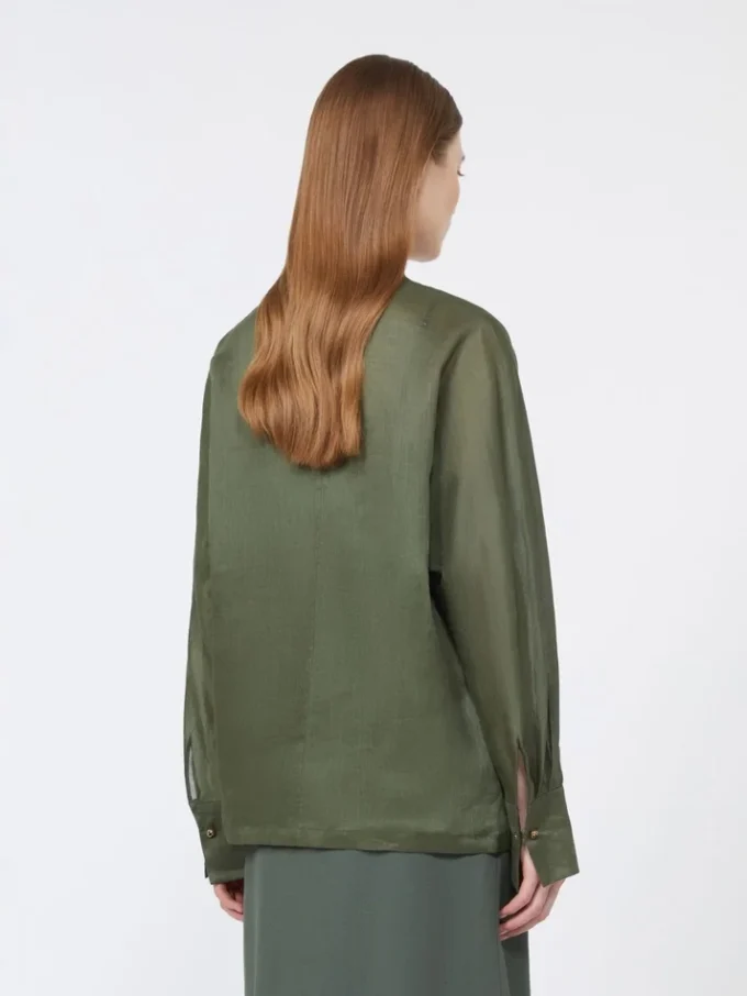 Skjorte i ramie-canvas, khaki Skjorte i ramie-canvas, khaki