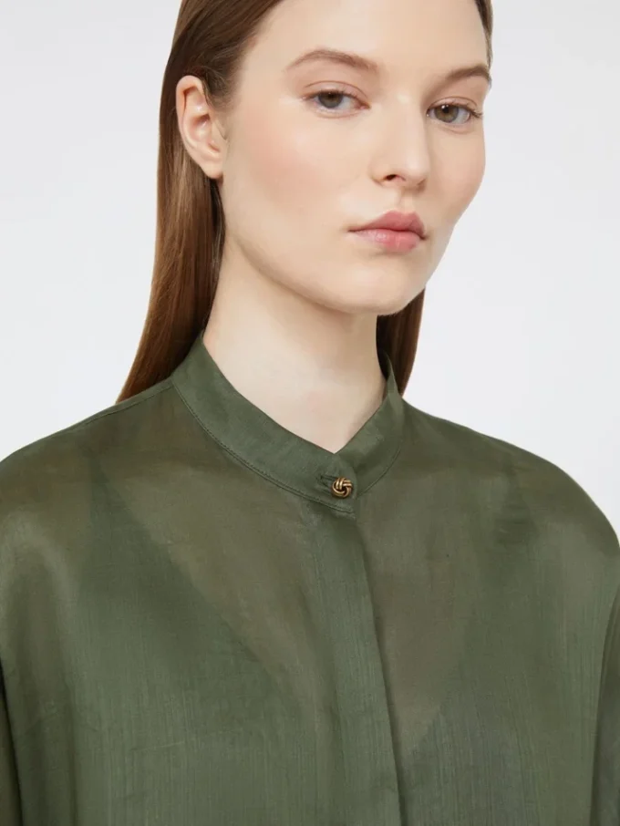 Skjorte i ramie-canvas, khaki Skjorte i ramie-canvas, khaki