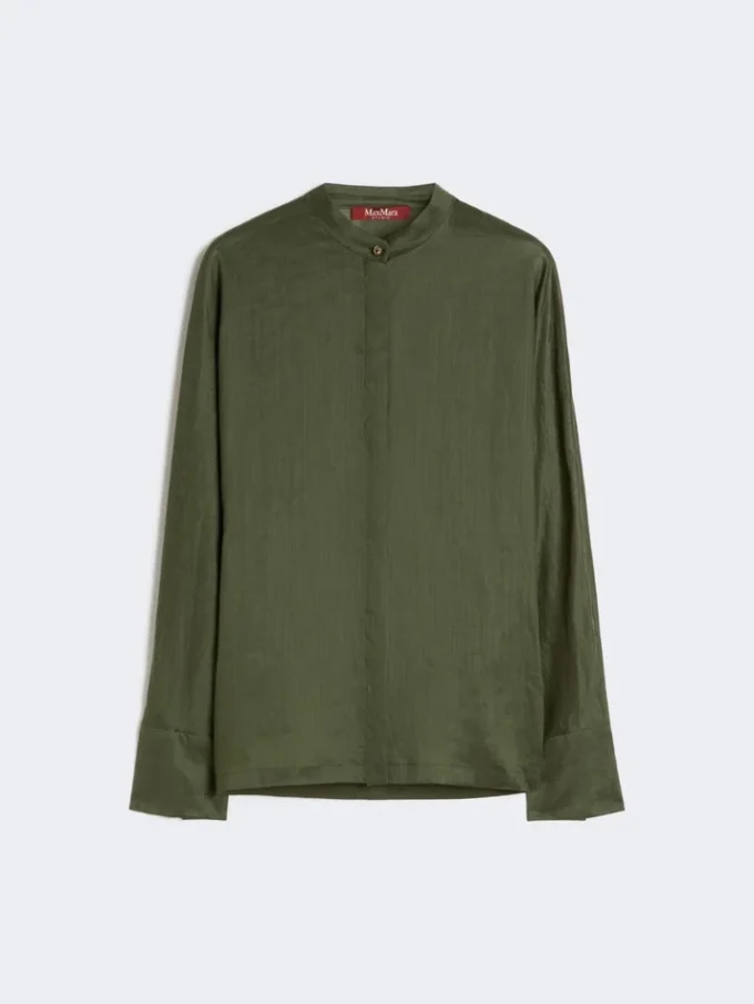 Skjorte i ramie-canvas, khaki Skjorte i ramie-canvas, khaki
