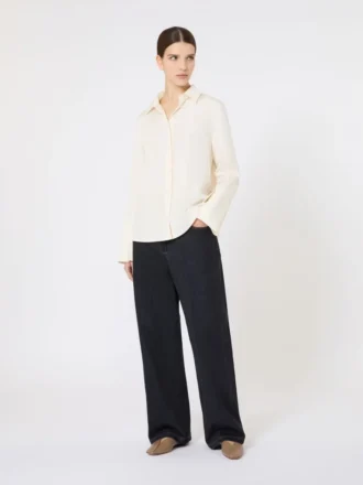 Skjorte i silke crepe de chine, elfenben