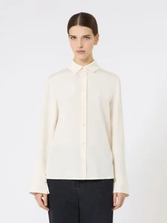 Skjorte i silke crepe de chine, elfenben